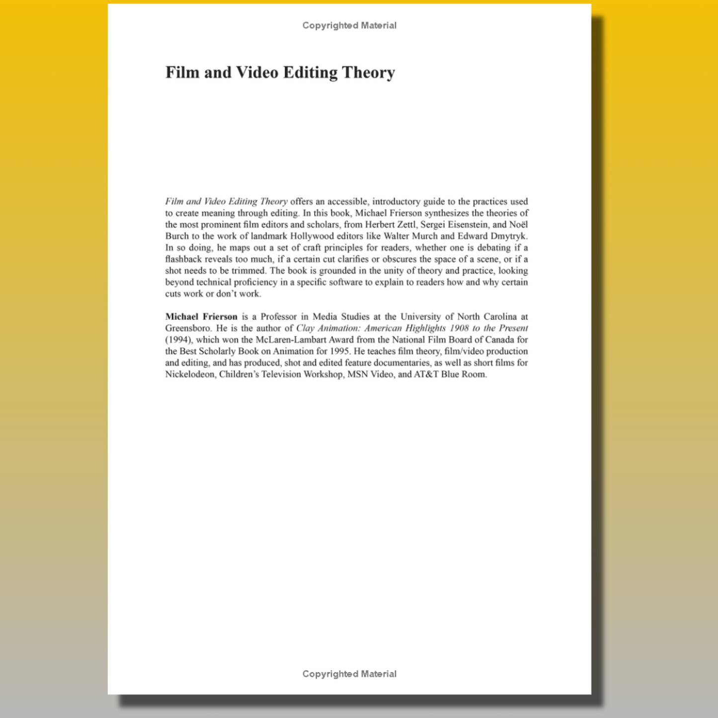 Film and Video Editing Theory - Principles and Practice