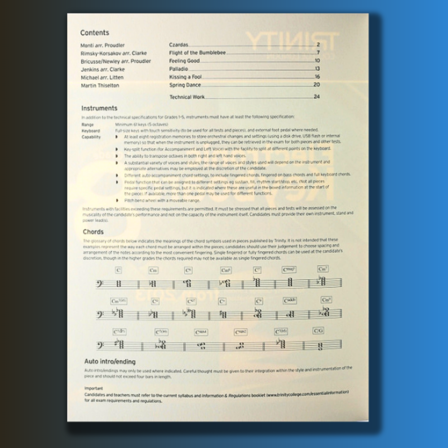 TCL Electronic Keyboard Examination Pieces From 2013- Grade 8