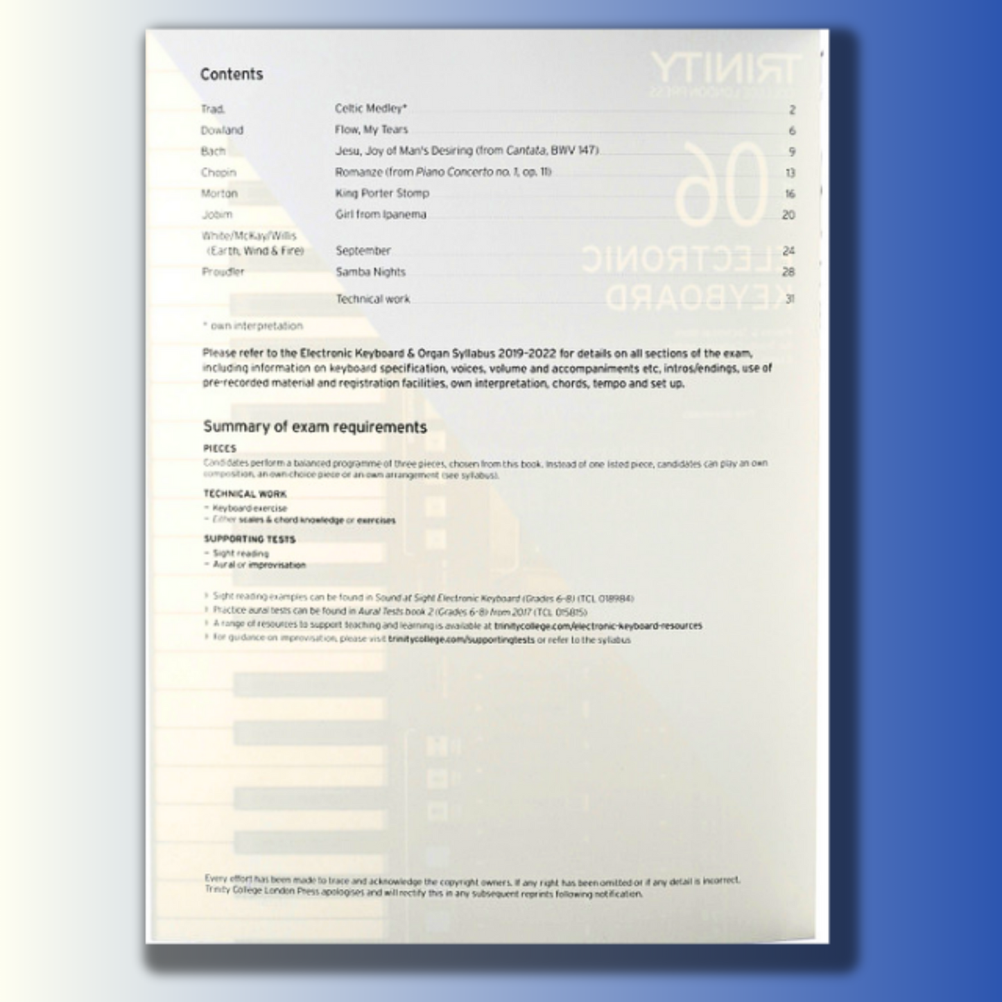 TCL Electronic Keyboard Examination Pieces, 2019-2022-Grade 6-Online Audio Access