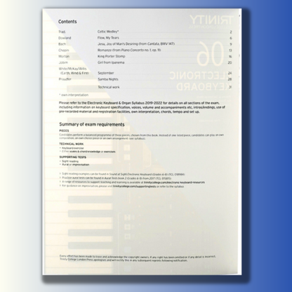 TCL Electronic Keyboard Examination Pieces, 2019-2022-Grade 6-Online Audio Access